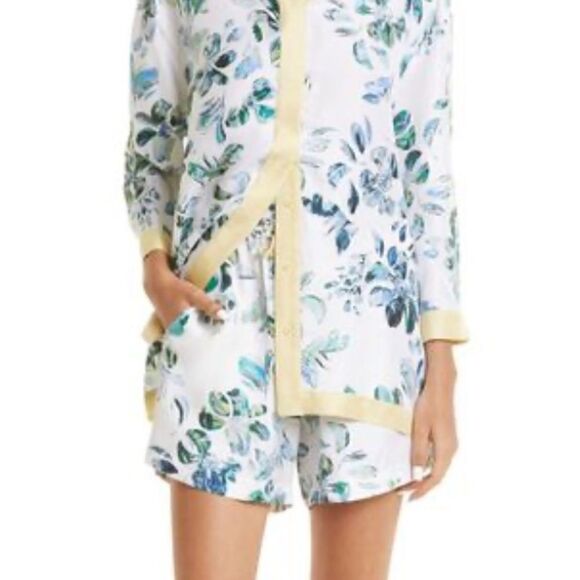 MUNTHE Uniga Floral Silk Blend Drawstring Shorts in Blue Size 8 NWT $265 - Picture 4 of 8